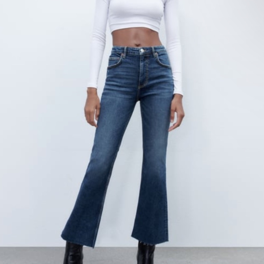 Zara crop flare jeans